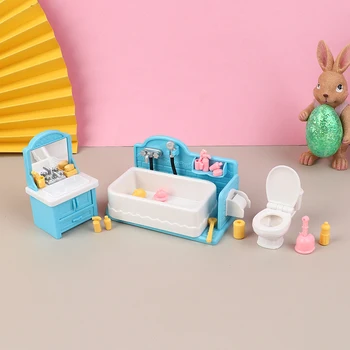 1 Takım Dollhouse Minyatür Mobilya Lavabo Tuvalet Banyo Modeli DIY Aksesuarları Banyo Dekorasyon