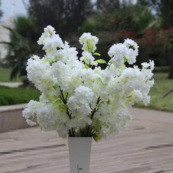 100 CM Sahte Kiraz Çiçeği Ağacı 3 Çatal Kiraz Şube yapay çiçek Ipek Düğün Arka Plan Duvar Dekorasyon Çiçekler