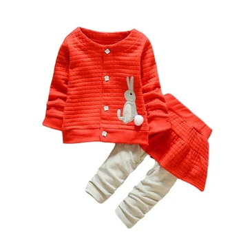 Yeni Bahar Çocuk Bebek Giyim Çocuk Kız Ceket Etek Pantolon 2 adet/takım Sonbahar Bebek Karikatür Giysileri Toddler gündelik spor giyim