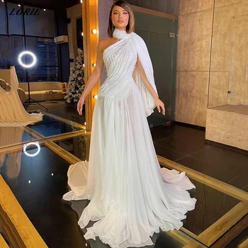 LORIE Zarif Bir Omuz Şifon balo kıyafetleri Kolsuz Glitter İnciler Örgün Akşam Partisi Törenlerinde Güzellik Yarışması Elbise 2022