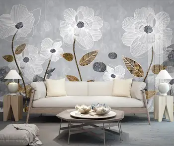 Özelleştirilmiş büyük ölçekli 3D duvar kağıdı yeni Çin çizgi boyama çiçekler soyut mürekkep ışık lüks TV arka plan duvar