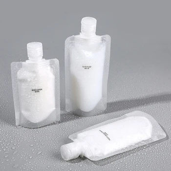 Boş Şeffaf Doldurulabilir Ambalaj Çanta Plastik Stand Up Emzik Kese Taşınabilir Seyahat Sıvı Makyaj Ambalaj Çanta 30 ml 50 ml 100 ml