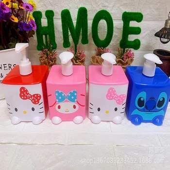 Kawaii Sanrioor Hello Kitty My Melody Dikiş Sevimli Basın Tipi Şişelenmiş Duş Jeli Şampuan Kozmetik depolama şişesi Kız Hediye