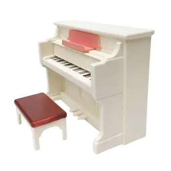 1: 12 Ölçekli Bebek Evi Piyano Dışkı ile Model Seti, Mükemmel İşçilik Süsler Aksesuarları Oturma Odası Dekor Ev Dekorasyon