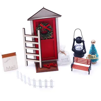 10 adet / takım 1: 12 Dollhouse Noel ahşap mobilya dekorasyonu sahte ışık noel hediyesi kutuları peri oyuncak evi Mini sahne modeli